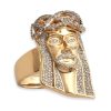 10KY 0.50CTW DIAMOND JESUS HEAD MENS RING – product view