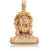 10KY 0.65CTW DIAMOND GREEK KEY LION HEAD MEDALLION – product view