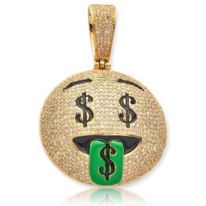 10KY 3.15CTW DIAMOND MONEY FACE EMOJI PENDANT