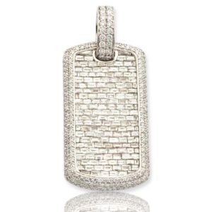 14KY 7.50CTW BAGUETTE DIAMOND DOG TAG PENDANT