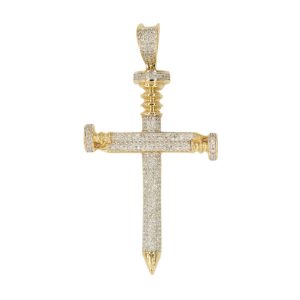 10KY 0.55CTW DIAMOND NAILS CROSS PENDANT