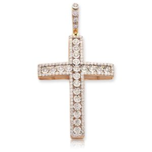 10KY 2.10CTW ILLUSION SET DIAMOND SINGLE ROW CROSS