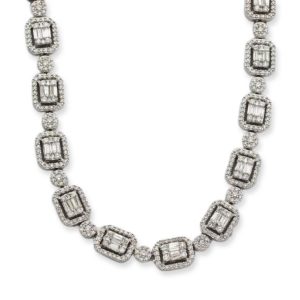 14KW 18.85CTW BAGUETTE DIAMOND EMERALD CLUSTER