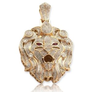 10KY 1.65CTW DIAMOND LION HEAD PENDANT