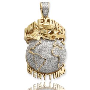 10KY 1.05CTW DIAMOND GLOBE WITH TEXT PENDANT