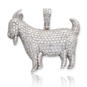 14KW 3.65CTW DIAMOND GOAT PENDANT