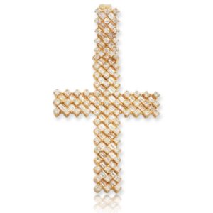 14KY 2.50CTW BAGUETTE DIAMOND CROSS PENDANT