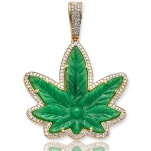10KY 1.15CTW DIAMOND JADE HERBAL MEDICINE LEAF