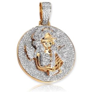 10KY 3.00CTW DIAMOND ANGEL WITH HARP MEDALLION
