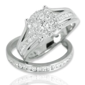 14KW 1.00CTW CLUSTER DIAMOND RING