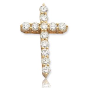 14KY 1.10CTW DIAMOND 11 STONE 3-PRONG CROSS