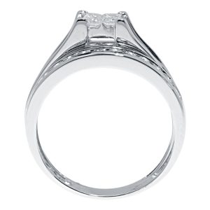10k Ladies Princess Round Diamond Bridal Ring Set with Bridge Effect 1.0 ct) – product view
