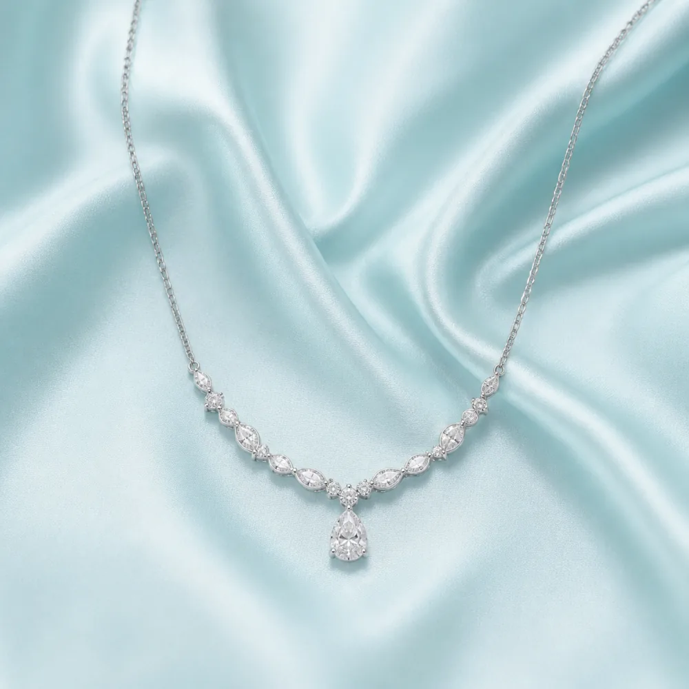 Diamond necklace on pale stone