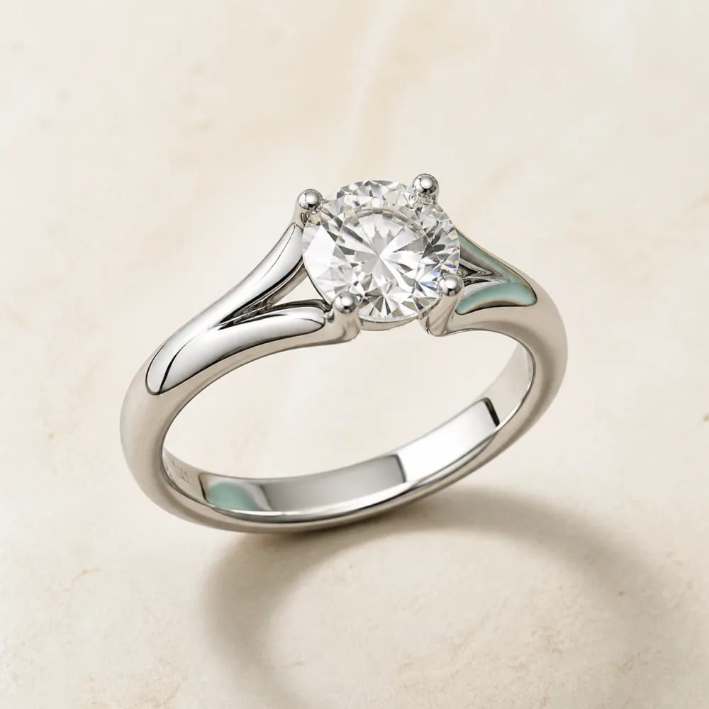 Diamond ring on pale stone