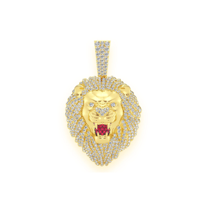 Roaring Lion Diamond Pendant - 3.20ctw / Yellow Gold