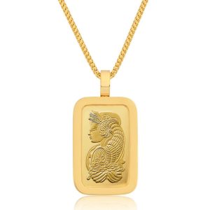 Standard 1oz. Suisse Gold Bar (Lady Fortuna, Solid Gold Bezel)