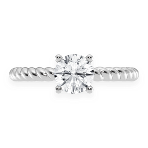 Classic Twist Band Solitaire Diamond Ring - White Gold / 6.5