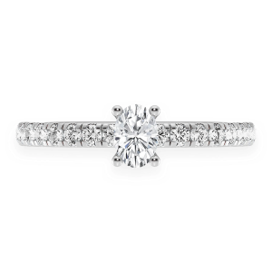 One Row Under Halo Diamond Ring - White Gold / 6.5