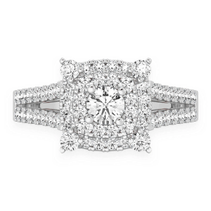 Classic Square & Round Diamond Ring - White Gold / 6.5
