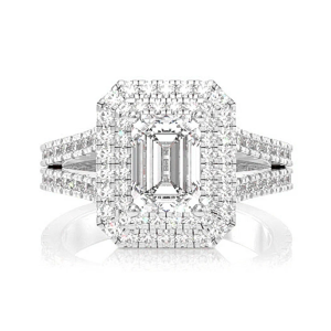 Radiant Double Halo Diamond Engagement Ring - White Gold / 6.5