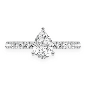 Signature One Row Under Halo Diamond Ring - White Gold / 6.5