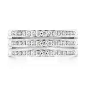 Three Row Split Channel Ring - White Gold / 6.5