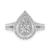 Three Row Round Halo Diamond Engagement Ring – White Gold / 6.5 – product view