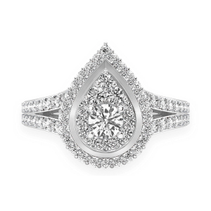 Double Halo Pear Diamond Engagement Ring - White Gold / 6.5