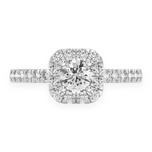Square Halo Diamond Engagement Ring - White Gold / 6.5
