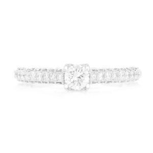 Cathedral Pavé Diamond Engagement Ring - White Gold / 6.5