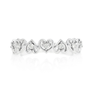 Heart Link Diamond Ring - White Gold / 6.5