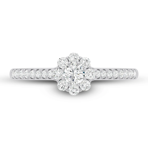 Floral Halo Cluster Diamond Ring - White Gold / 6.5