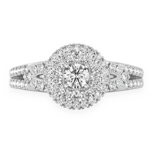 Fancy Shank Tiered Halo Ring - White Gold / 6.5