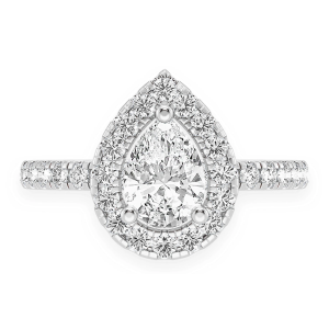Pear Scallop Halo One Row Diamond Ring - White Gold / 6.5