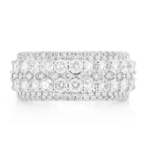 Two Layer Five Row Band Ring - White Gold / 10
