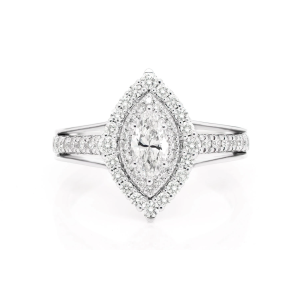 Marquise Double Halo Diamond Ring - White Gold / 6.5