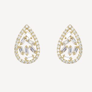 Yara Gold Diamond Pear Earrings