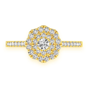 Single Band Floral Diamond Engagement Ring - Yellow Gold / 6.5
