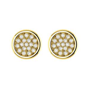 Bezel Cluster Diamond Stud Earrings - Yellow Gold