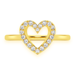 Open Heart Diamond Ring - Yellow Gold / 6.5