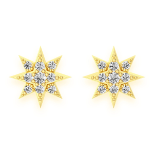 Eight Point Star Diamond Studs - Accent / Yellow Gold