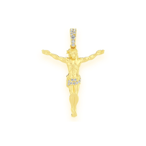 Jesus Crucifix Diamond Pendant - 0.10ctw / Yellow Gold