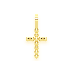 Beaded Cross Pendant - Plain / Yellow Gold