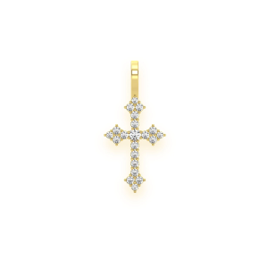 Three Point Diamond Cross Pendant - 0.15ctw / Yellow Gold