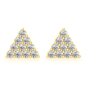 Triangle Diamond Studs - Stacked Pavé / Yellow Gold